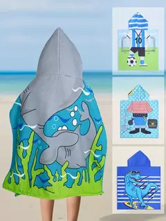 Xaile encapuzado dos desenhos animados aleatórios infantis, robe longo do menino, toalha de praia, maiô, 1pc - comprar online