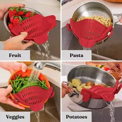 Universal Silicone Anti-derramamento Pasta Coador, Clip-on Pan Pot, Produto comestível, arroz, frutas, coador, ferramentas de cozinha - Wolf Magazine