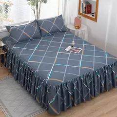 Imagem do Lençóis planos respiráveis confortáveis, cama de luxo, colcha lavável, colchão king e queen size, saias de cama, moda