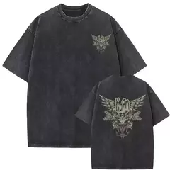 Camisetas com estampa de esqueleto masculinas, banda de rock vintage lavada, Korn caindo longe de mim, camiseta gótica, camiseta masculina extragrande, moda - loja online