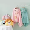 Toalha de banho com capuz coral para crianças, manto dos desenhos animados, roupão infantil, poncho para meninos e meninas