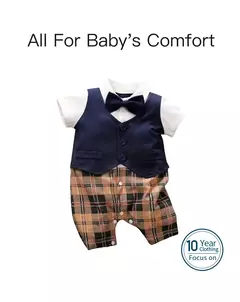 Imagem do Bodysuit de algodão confortável para meninos e meninas, manga curta, bonito vestido de festa, roupas de bebê, verão, 0-18m
