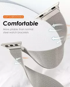 Imagem do Pulseira Milanese para Apple Watch, Banda 49mm, 45mm, 44mm, 42mm, 41mm, 40mm, 38mm, Pulseira iWatch Series 9, 3, 4, 6, 5, SE, 7, 8, Ultra 1, 2, Correa