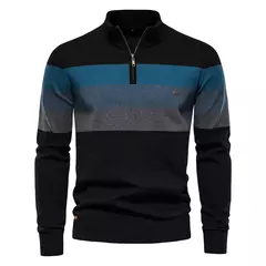 Aiopeson Suéter de Retalho Masculino, Pulôver de Algodão, Casual, Zíper, Gola Fechada, Quente, Moda de Inverno, Nova - Wolf Magazine