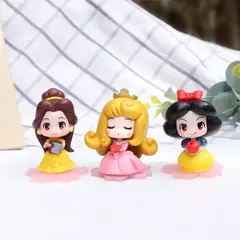 9 Pçs/set Q Versão Princesa Mini Figura 5-6cm Ariel Alice Branca de Neve Belle Jasmine Personagem de Desenho Animado Ornamentos Decoração na internet