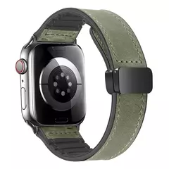 Pulseira magnética para iWatch Series 9, pulseira de couro e silicone para Apple Watch Band, Ultra 2, 49mm, 44mm, 45mm, 41mm, 40mm, 38mm, 42mm, 8, 7, SE, 6 - loja online
