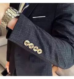 Imagem do Terno xadrez formal masculino, vestido de noiva noivo, blazer de festa, calças, jaqueta, colete, calças, high-end, casual, escritório, marca
