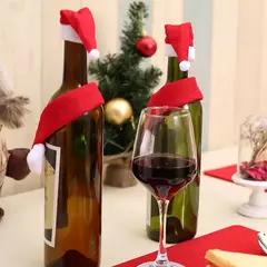 Papai Noel Natal garrafa de vinho tampa, ornamento do chapéu, decoração da festa para casa, ano novo, 1 conjunto - comprar online