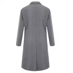 Casaco de lã de comprimento médio masculino, sobretudo masculino, manga longa, botões, gola de lapela, monocromático, outono, inverno - comprar online