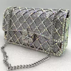 XIYUAN-Bolsas Mensageiro de Corrente Longa para Mulheres Bolsas Diamantes, Bolsa de Ombro para Festa de Casamento, Laranja, Azul, Prata, Jóias Verdes