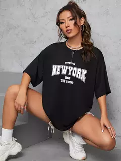 The New York é jovens camisetas de algodão para mulheres, Streetwear criatividade diária extragrande, roupas individuais casuais, quando 1984