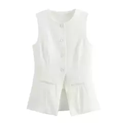 TRAF-Colete de botões sem mangas feminino, jaquetas de verão, colete rosa, streetwear, blusa de moda feminina, branco, 2022 - comprar online