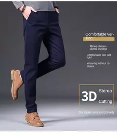 Imagem do KUBRO-Calças de tecido fosco elástico para homens, calças formais, terno social, traje casual, primavera, outono, 2023