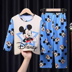 Conjunto de pijamas de manga comprida infantil, Winnie the Pooh Desenhos animados, Mickey e Minnie, menino e menina na internet