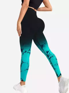Leggings de ioga sem costura para mulheres, calças de ginástica, push up, esportes, corrida, gradiente, cintura alta, treino