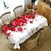 Red Rose Flower Plant Padrão Impermeável Toalha De Mesa Pano Casa Festa Decoração De Casamento Mesa Retangular Cobertura Mantel Mesa