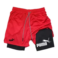 Calções de compressão de dupla camada respirável masculino, elásticos, de secagem rápida, multi-funcional, 2 em 1, verão, M-3XL - comprar online