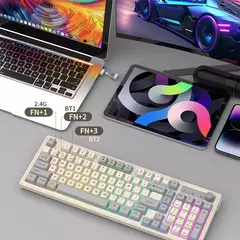 Teclado sem fio multifuncional, Luz do arco-íris, 2.4G, Bluetooth, Conexão de modo duplo, Adequado para computador e laptop, 98 teclas na internet