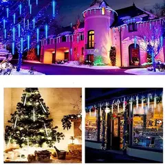 Imagem do LED Meteor Shower Rain Lights Fairy String Light Impermeável Queda de chuva Festa de Natal Decoração de pátio 30cm