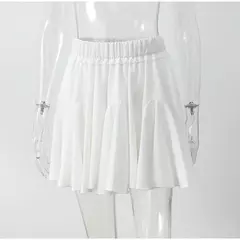 Imagem do Elegante Branco Ruffles Mini Saia, Cintura Alta, Sexy, Bonito, Plissado, Linha A Tutu, Curto, Lady, Festa, Esporte, Streetwear, Verão
