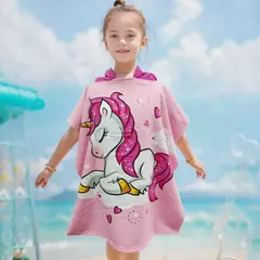 Imagem do Roupão com capuz unicórnio para bebês, toalha de praia para crianças, capa sereia para crianças, roupa de banho para bebês