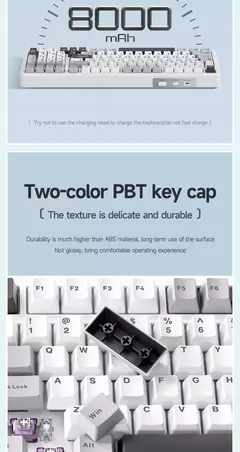 Junta do Teclado Mecânico Aula F99, PBT, Sem Fio, Bluetooth, Personalização do Jogo, Hot Plug, Modo 3, 2.4g, 8000mAh - loja online