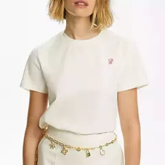 CHCH-Camiseta Feminina de Manga Curta, Top Branco, Camisa de Algodão Estampado, Moda Casual, Nova - comprar online