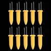 Garfo de milho para churrasco em aço inoxidável, Portadores de milho portáteis, Agulha de milho anti-escaldante, Espiga de milho, Ferramenta de churrasco duplo, 10pcs