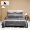 Liv-Esthete-Conjunto de cama cinza, capa de edredão, fronha, lençol, colcha, Double King Queen para dormir, 100% seda, Gift Set, verão