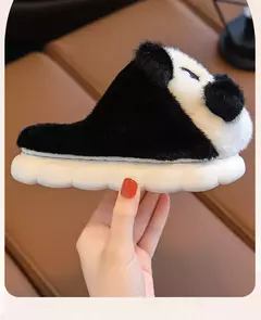 Chinelos panda de pelúcia fofos para crianças, chinelo de algodão para menino e menina, sapato infantil, interior, casa, inverno - loja online