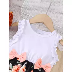 Vestidos estampados florais sem mangas com arco para criança, roupas de verão, estilo pastoral, festa de casamento, 0 a 3 anos na internet