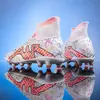 Sapatos de futebol unissex com grampos para meninos, tamanho grande, botas de futebol ultraleves, tênis antiderrapantes, AG e TF, botas de tornozelo, 2021
