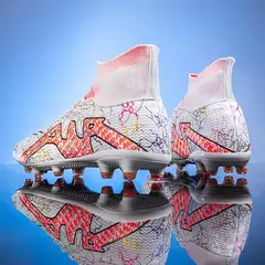Sapatos de futebol unissex com grampos para meninos, tamanho grande, botas de futebol ultraleves, tênis antiderrapantes, AG e TF, botas de tornozelo, 2021