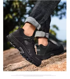 Ténis de couro respirável masculino, sapatos casuais, sapatos de caminhada confortáveis, antiderrapantes, exterior, caminhada, moda, novo