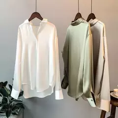 Camisa de botão manga longa feminina, blusa de senhora do escritório, blusa casual doce, estilo coreano, moda verão, outono, inverno na internet