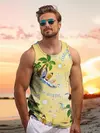 Tops soltos estilo havaiano masculino, colete de férias lazer, viagem ao ar livre, confortável, casual, estampa do sol