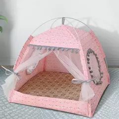 Imagem do Tenda para gatos de estimação, caverna de verão, casa de dormir para gatos, gatinho, filhote de cachorro, gaiola, cesta, mesa de gato, canil, cama pequena para cães