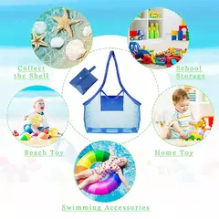 Imagem do Saco portátil para armazenamento de praia para crianças Cestas de brinquedos dobráveis Sacos de natação ao ar livre Ferramenta de areia impermeável Saco de armazenamento de lixo
