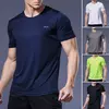 Camiseta masculina de manga curta, camiseta esportiva de ginástica de verão, secagem rápida, camisas de musculação corrida, camiseta extragrande Brasil