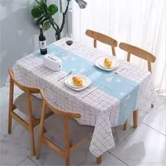 Imagem do Plástico PVC Impermeável Oilproof Cozinha Mesa De Jantar Capa, Toalha De Mesa Retangular, Grade Impresso Mat, Capa Antifouling