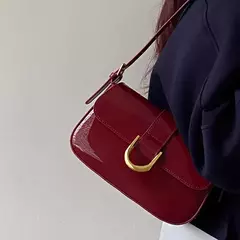 Retro couro de patente bolsa de ombro para mulheres luxo aleta crossbody saco cor sólida axilas saco vermelho crossbody bolsa senhora - comprar online