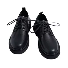 Sapato casual de couro masculino, sola grossa, com renda, dedo do pé redondo, antiderrapante, conforto ao ar livre, estilo britânico, formal, estudante - loja online
