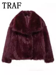 TRAF-Jaqueta feminina de tecido de lantejoulas de metal, casaco solto, gola alta, manga comprida, outerwear feminino chique, outono, inverno, 2023