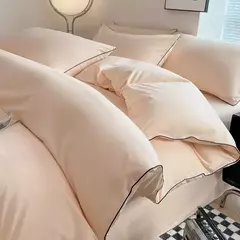 Conjunto de cama de cor preta para adultos, estilo simples, lençóis duplos, solteiro, rainha, capa de cama king, cama lisa