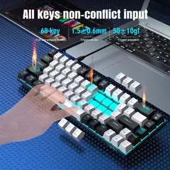 Teclado mecânico para jogos, LED retroiluminado, Interruptor azul, Ergonômico RGB, Quente, Troca, Jogos, PC, Laptop, Escritório, 68 Chaves - loja online