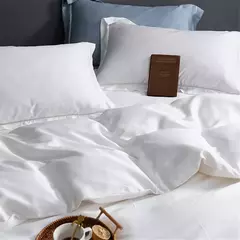 Lanlika-Luxo Natureza Branco Conjunto De Cama, Capa De Edredão, Lençol Plano, Roupa De Cama, Fronha Para Dormir, Duplo, Rainha, Rei, 100% Seda, Presente - comprar online