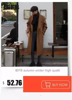 IEFB-Sobretudo de lã de peito único masculino, casaco casual solto, manga longa, tendência coreana, moda outono, inverno, novo, 9D1655 - Wolf Magazine