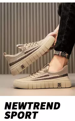 Tênis de malha respirável masculino, leve, confortável, meias antiderrapantes, sapatos esportivos e de lazer, tendência, verão - comprar online