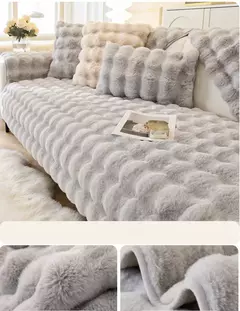 Imitação de Pele De Coelho Sofá De Pelúcia Slipcover, Antiderrapante, Toalha Macia, Almofada Do Sofá, Sala De Estar, Decoração Moderna De Casa - loja online