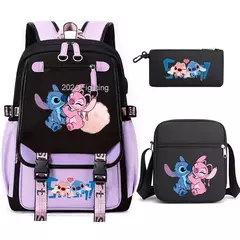 Lilo e Stitch Mochilas para Mulheres, Mala de Viagem Feminina, Mochila para Adolescentes, Meninas Bookbag, Melhor Presente, Mochila, 3Pcs